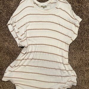 Perch Striped White and Brown Women's Top